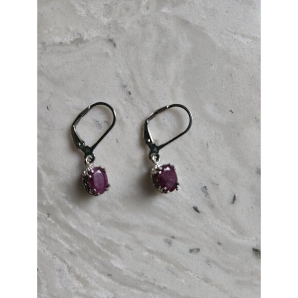 5.00ctw Ruby, Sapphire, And Emerald Silver Earrings Set Of 3 - Picture 12 of 12